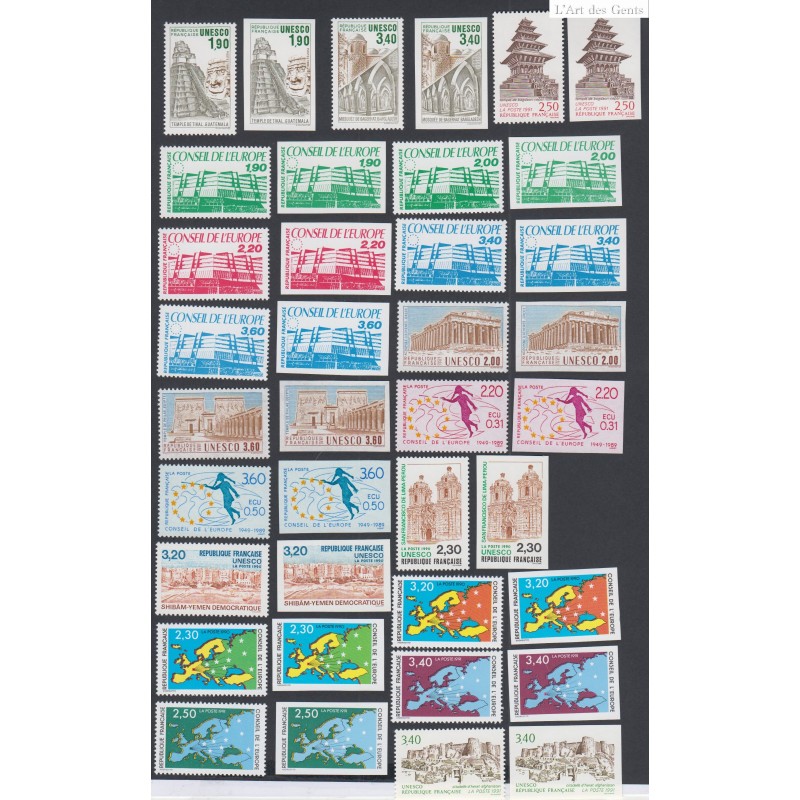 Timbres de Service n°91 à n°109 dentelés, non dentelés - Neufs**  cote 641 euros, lartdesgents