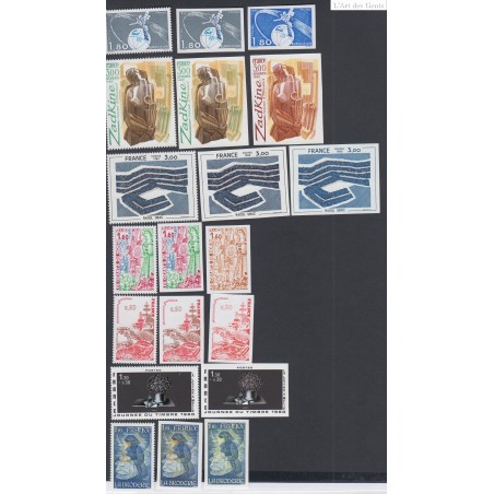 Timbres France 1980n°2073 à 2079 non dentelés, dentelés et essais - Neufs**  cote 270 euros, lartdesgents