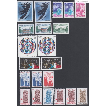 Timbres France 1980 n°2110 à n°2117 non dentelés, dentelés et essais - Neufs**  cote 441 euros, lartdesgents