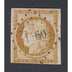 Timbres France n°1 Cérès 1850 Oblitéré cote 365 Euros lartdesgents