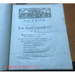 Original document "La prise de la Bastille, Ode par M. P. Raboteau 1790