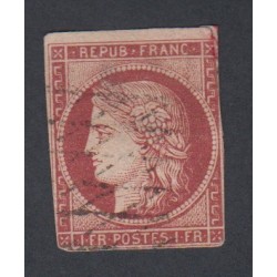 Timbre France n°6  Cérès 1850 Oblitéré cote 1000 Euros lartdesgents