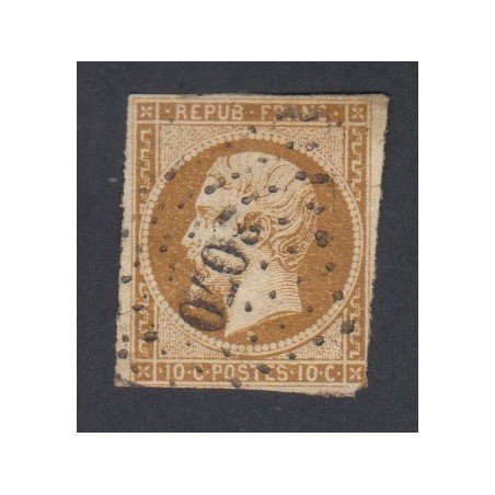 Timbre France n°9 Louis Napoléon 1852 Oblitéré cote 850 Euros lartdesgents
