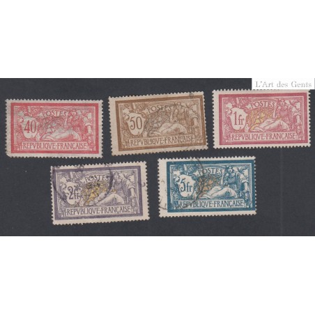 Série Timbres France Type Merson N°119 à 123 - 1900 Neuf* et oblitérés cote 134 Euros lartdesgents