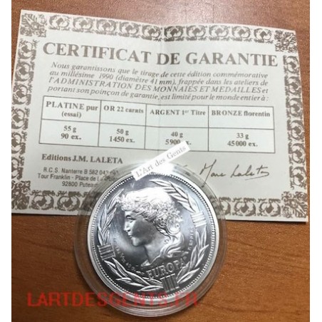 France, Médaille Argent, Ecu Europe, Marianne, 1990, Rodier,, lartdesgents.fr