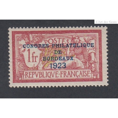 Timbres France n°182 congrès de bordeaux - 1923 Neuf** signé cote 900 Euros lartdesgents