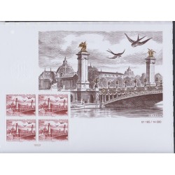 Affiche numérotée "Vue de Paris" CITT avec Bloc de 4 timbres poste aérienne Neuf** lartdesgents