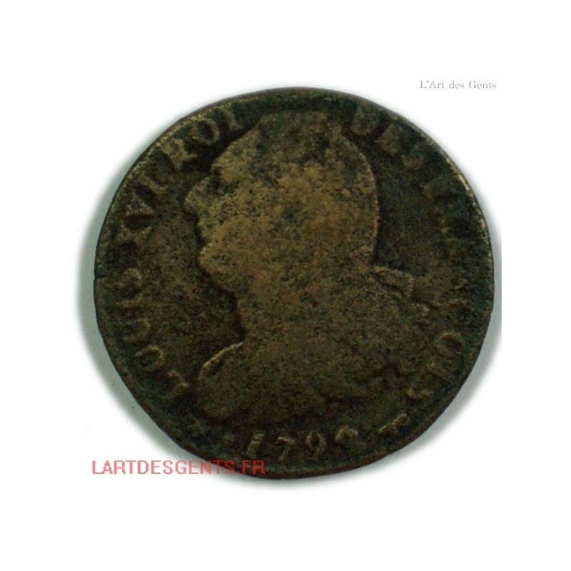 LOUIS XVI 2 SOLS 1792 PAU TB/B, lartdesgents.fr