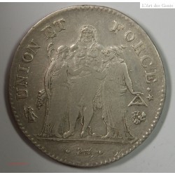 Union et Force, 5 Francs An 7L/A, TTB40, F.291/15, lartdesgents.fr