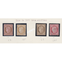 Timbres Cérès et type Sage n°14 à n°29 sauf 16, 24 et 26- Oblitérés - cote 2306 Euros - lartdesgents