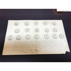 Document de Greffe, Aude 1816, 17 cachets fiscaux, lartdesgents.fr