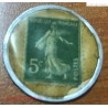 Rare timbre monnaie 5 centimes sur fond jaune- Savon dentifrice De Botot