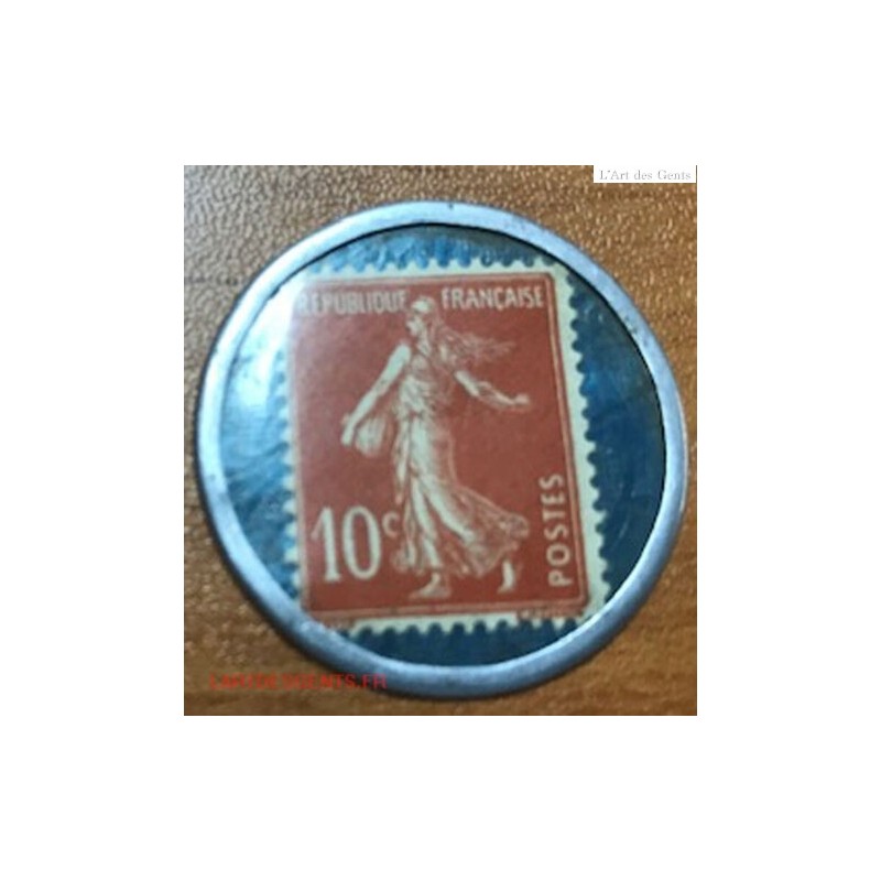 Rare timbre monnaie 10 centimes sur fond Bleu- Spidoléine - huile pour autos