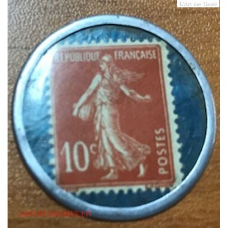 Rare timbre monnaie 10 centimes sur fond Bleu- Spidoléine - huile pour autos
