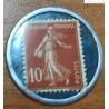 Rare timbre monnaie 10 centimes sur fond Bleu- Spidoléine - huile pour autos