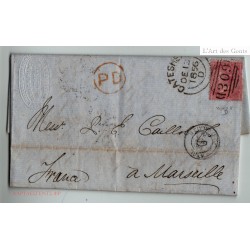 1856 LETTER Gateshead (GB) TO MARSEILLE (FR) 4d four CANCELLED 309 and RED