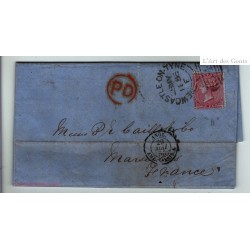 1856 LETTER NEWCASTLE (GB) TO MARSEILLE (FR) 4d four pence CANCELLED 545 and RED