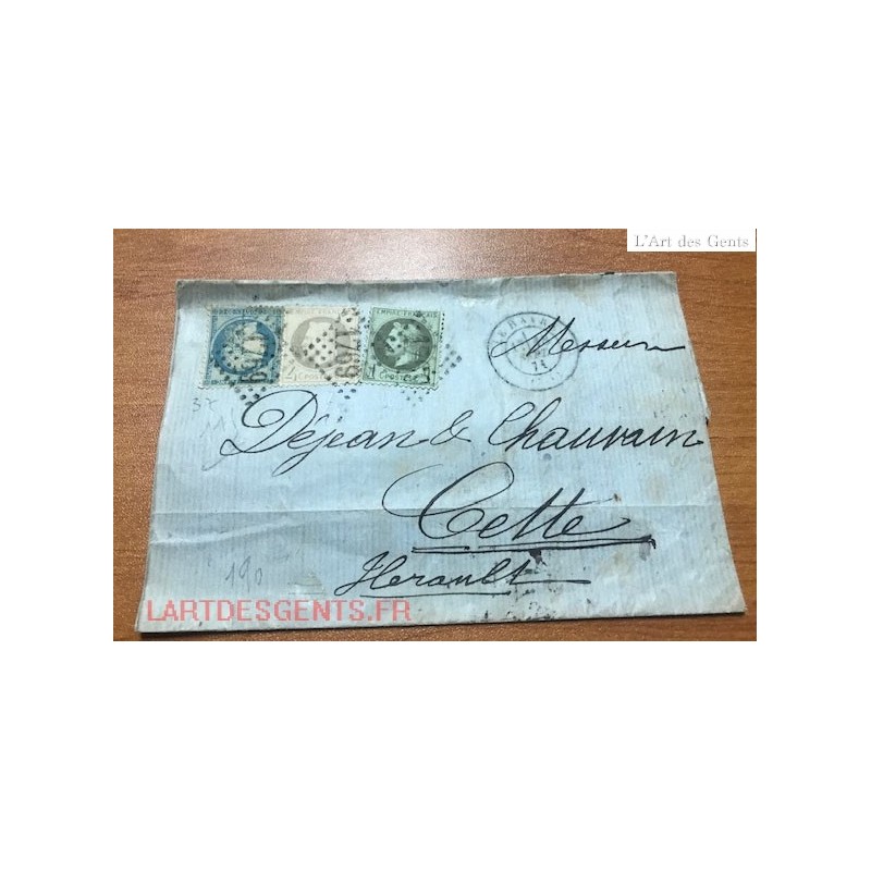 18 septembre 1871 lettre Paris vers le Havre N° 37+27+25