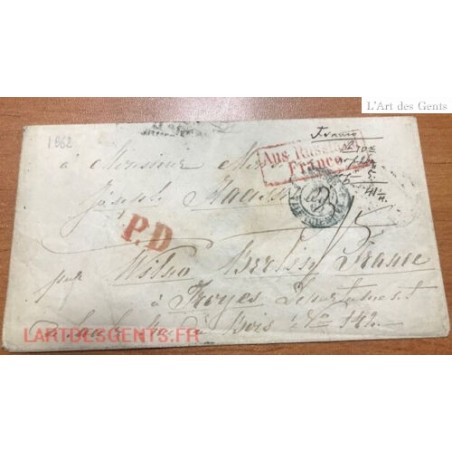 1862 Russie vers FRANCE (Troyes) Cachet Aus Russland Franco Rouge Taxe 35