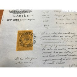 Connaissement daté 1892 pour St Pierre Martinique + estampille de controle