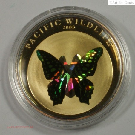 REPUBLIC PALAU 1$ 2008 "PACIFIC WILDLIFE" Colorisée Papillon