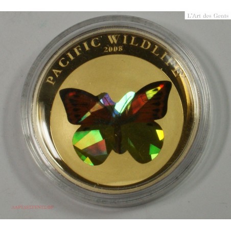 REPUBLIC PALAU 1$ 2008 "PACIFIC WILDLIFE" (2) Colorisée Papillon