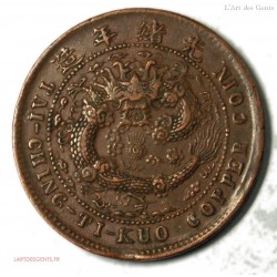 CHINA FUKIEN 10 CASH 1906 TAI-CHING-TI-KUO (2)COPPER COIN, lartdesgents.fr