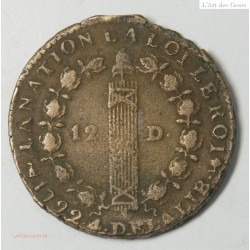 12 deniers Louis XVI 1792 T Nantes TTB