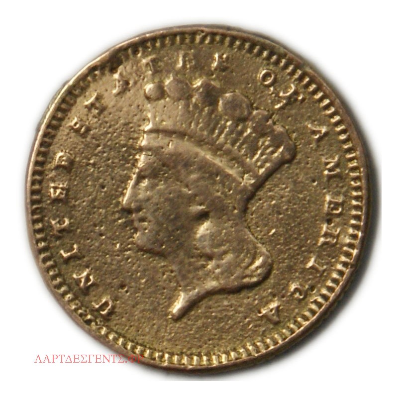USA - 1$ gold Indian Princess head, large head type 3 voir photos, LARTDESGENTS.FR
