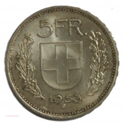 SUISSE - SWITZERLAND Helvetica - 5 Francs 1953 B SUPERBE, lartdesgents.fr