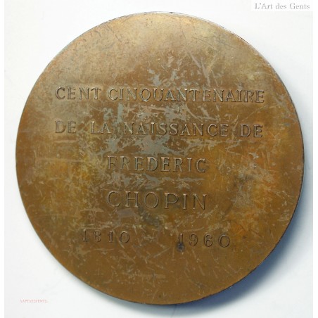 Médaille Française Bronze – Frédéric Chopin (1810-1849) – Par Robert Coutin – XXème