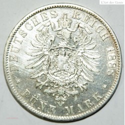 GERMAN STATES - BAYERN 5 MARK 1888D TTB, lartdesgents.fr