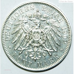 GERMAN STATES - SACHSEN FÜNF 5 MARK 1902E SPL, lartdesgents.fr