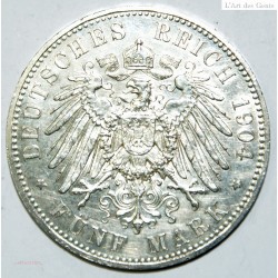 GERMAN STATES - HESSEN FÜNF 5 MARK 1904 SPL, lartdesgents.fr