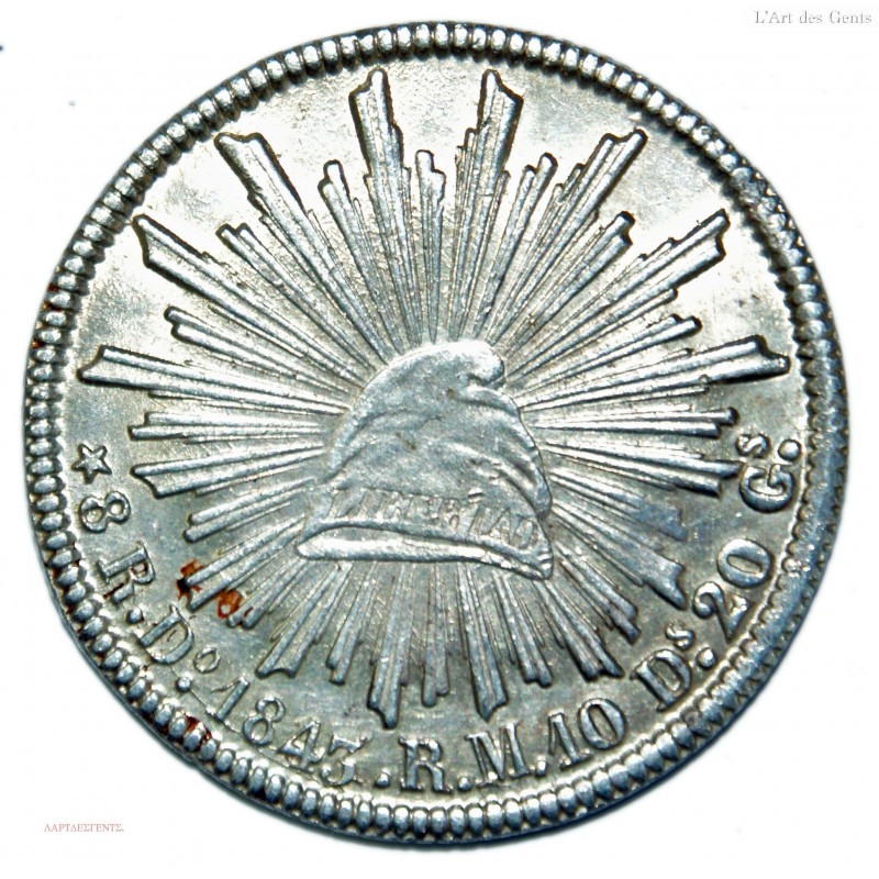 Mexique 8 reales Durango 1843/34 (3), lartdesgents.fr