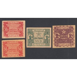 Maroc lot 50 cent- 1 franc- 2 francs 1944, lartdesgents