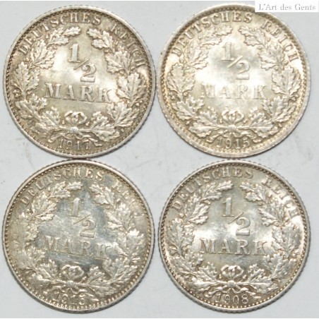 LOT 4 X 1/2 MARK 1908,1915, 1917 SUPERBE. lartdesgents.fr