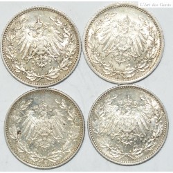 LOT 4 X 1/2 MARK 1908,1915, 1917 SUPERBE. lartdesgents.fr