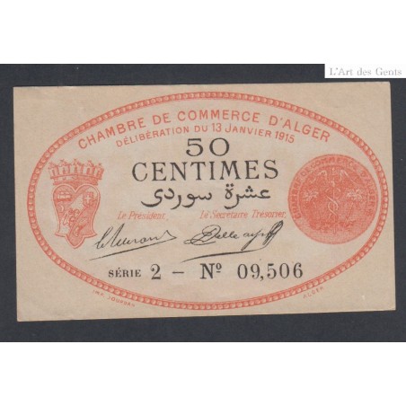 Chambre de Commerce d'Alger 50 centimes Série 2 - 1915 - P/Neuf -  lartdesgents