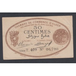 Chambre de Commerce d'Alger 50 centimes Beige - 1915 - Sup -  lartdesgents