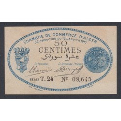 Chambre de Commerce d'Alger 50 centimes Série T.24 - 1915 - P/Neuf -  lartdesgents