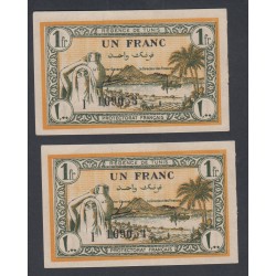 Tunisie - Régence de Tunis, lot de 2 billets 1 franc 1943 P/Neuf  n°suivis -  lartdesgents.fr