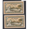 Tunisie - Régence de Tunis, lot de 2 billets 1 franc 1943 P/Neuf  n°suivis -  lartdesgents.fr