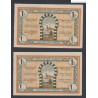 Tunisie - Régence de Tunis, lot de 2 billets 1 franc 1943 P/Neuf  n°suivis -  lartdesgents