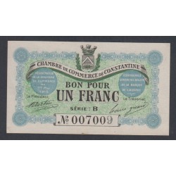 Chambre de commerce de Constantine - 1 Franc Série B - 1915 - P/Neuf -  lartdesgents.fr