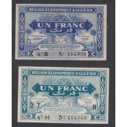 Lot de 2 billets 1 Franc Algérie 1944 TTB et Neuf -  lartdesgents.fr