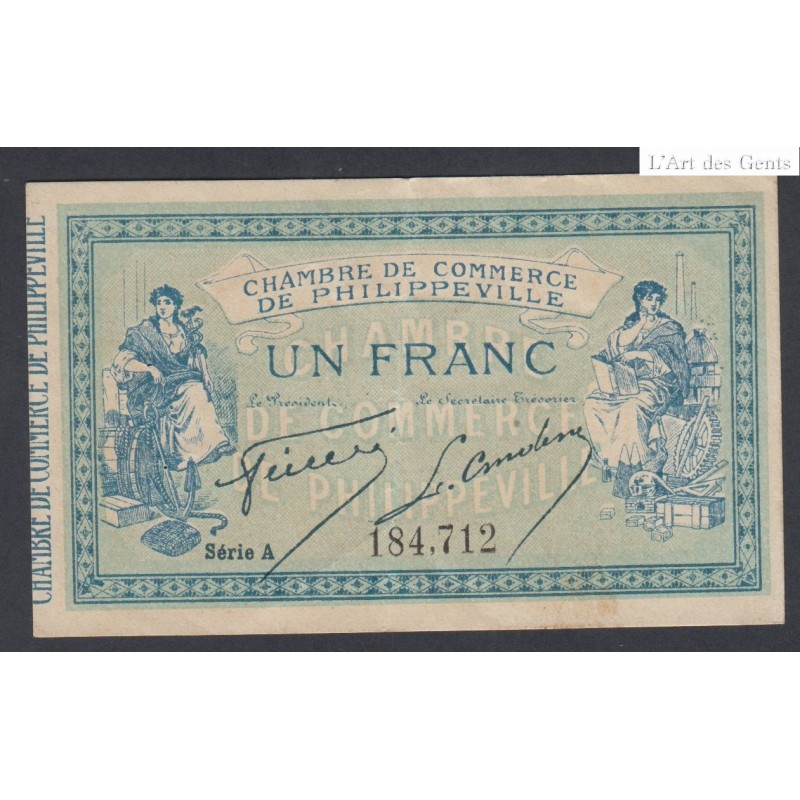 Chambre de commerce de Philippeville - 1 Franc Série A - 1914 - TTB+  lartdesgents.fr