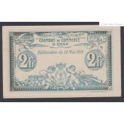 Chambre de commerce d'Oran - 2 Francs Série D - 1915 - P/Neuf - lartdesgents.fr