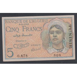 Tunisie - 5 Francs - 08-02-1944 - Neuf - lartdesgents.fr