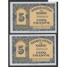 Maroc - Lot de 2 billets de 5 Francs - 01-03-1944 -N° Suivis - Neufs - lartdesgents.fr